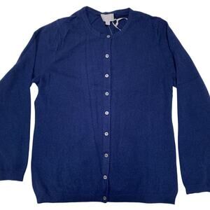 Pure Collection Women's Cashmere Cardigan Sweater Size XL 18 NEW Navy Blue Layer